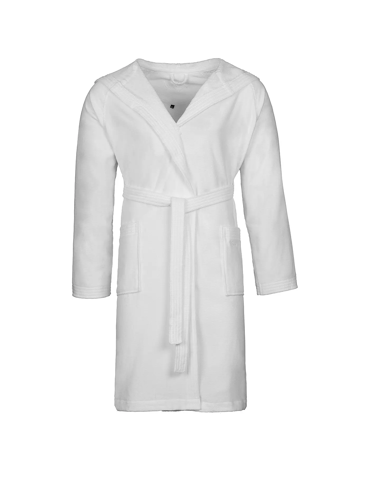 VOSSEN | Unisex-Velours-Bademantel "Texas" (Winternight) | weiss